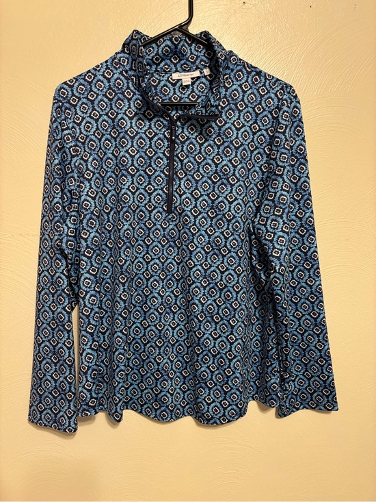 Chico's Tops - Chico’s Blue Geometric Print Quarter Zip Pullover Size 3 XL 16